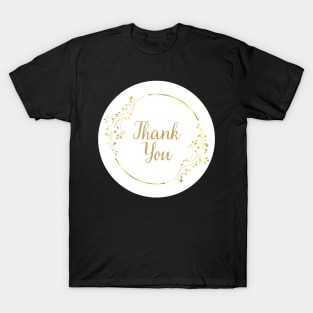 Thank You with Gold Flower - White T-Shirt